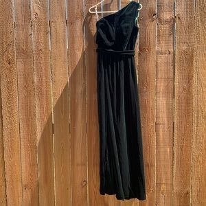 Emerald green velvet dress